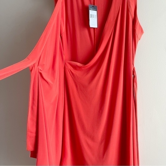 NWT BCBGMAXAZRIA • Faux Wrap Sleeveless Dress in Red Clay‎ Orange, Size Small - Picture 8 of 12